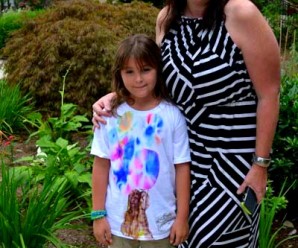 plus size women in dress with child