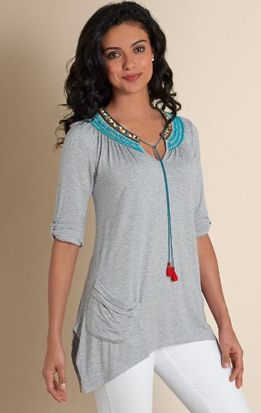 plus size Grey Pesant top 