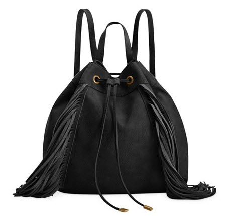 black fringe backpack 