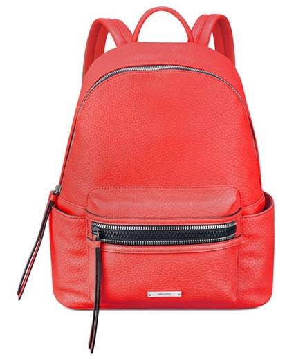 red pu leather backpack 