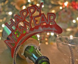 new years hat and bottle