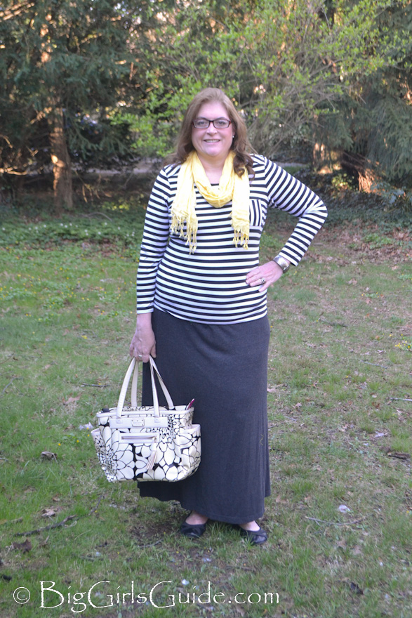Plus Size Fashion Blogger Sherry Aikens OOTD Plus size causal stripes and brights. 