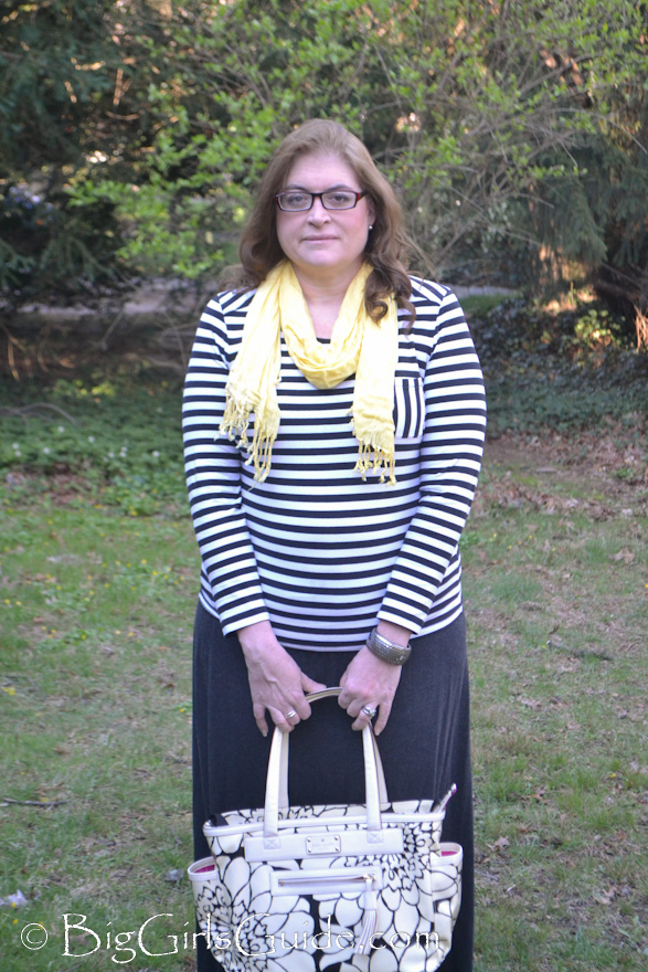 Plus Size Fashion Blogger Sherry Aikens OOTD Plus size causal stripes and brights. 